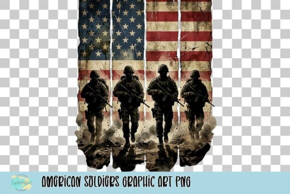 American Soldiers Graphic Art PNG: Design with Patriotism
