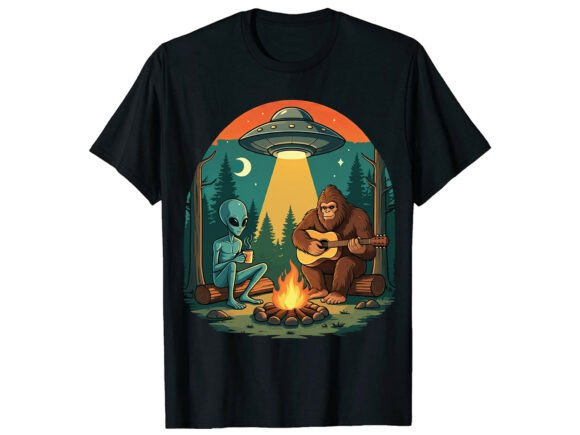 Bigfoot Alien Campfire Graphic: A Designer's Take
