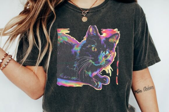 Black Cat Rainbow Sketch: A Playful Graphic for Modern Projects