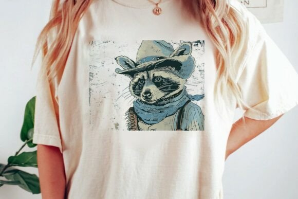 Bring Character to Your Creations with Cowboy Raccoon Western Graphic Png