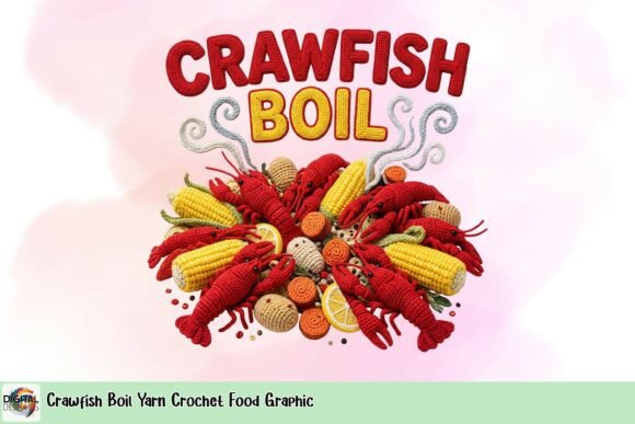Crawfish Boil Yarn Crochet Food Graphic: A Unique Design Asset
