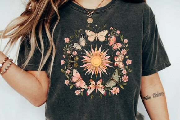 Designing with the Vintage Celestial Butterfly Sun Wreath Graphic