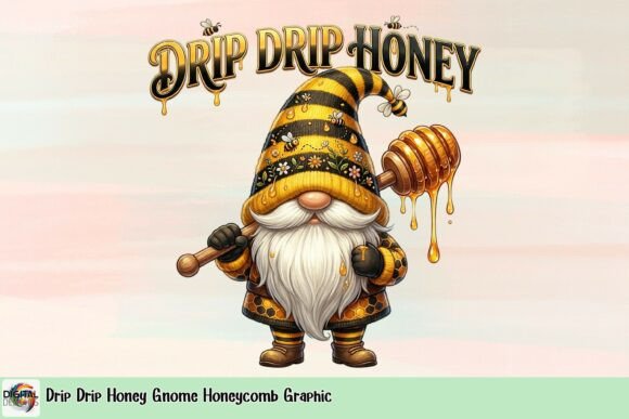 Drip Drip Honey Gnome Honeycomb Graphic: A Sweet Design Asset