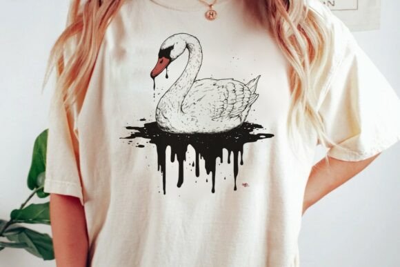 Exploring the Dripping Black Swan Graphic PNG for Creative Projects