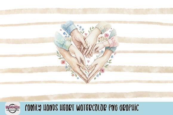 Family Hands Heart Watercolor PNG Graphic: A Designer's Take