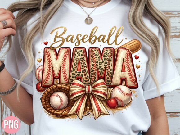 Leopard Baseball Mama Bow Graphic PNG: A Creative Asset for Your Projects