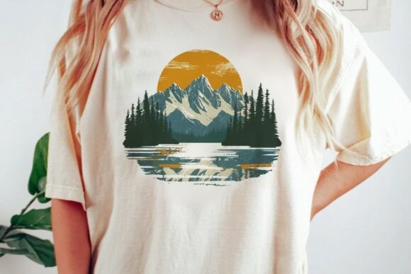 Mountain Sunset Lake Trees: The Perfect Nature Graphic