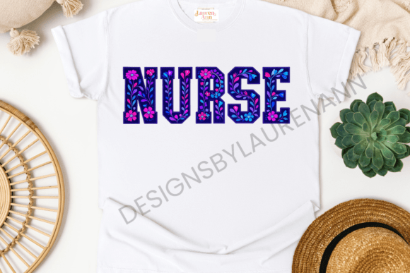 Neon Floral Nurse Patch Style: A Graphic for Care & Creativity