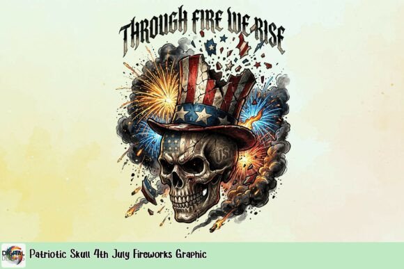 Patriotic Skull 4th July Fireworks Graphic: A Bold Statement