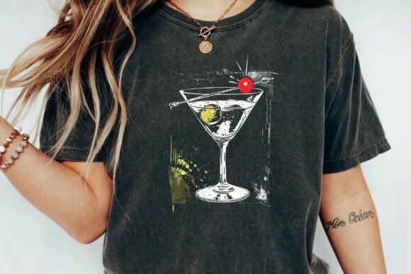 Retro Martini Cocktail Glass Graphic for T-Shirt Designs