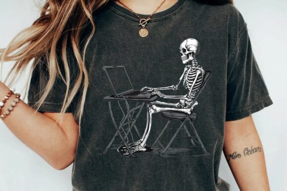 Skeleton Working on Laptop Meme Graphic: A Designer's Guide