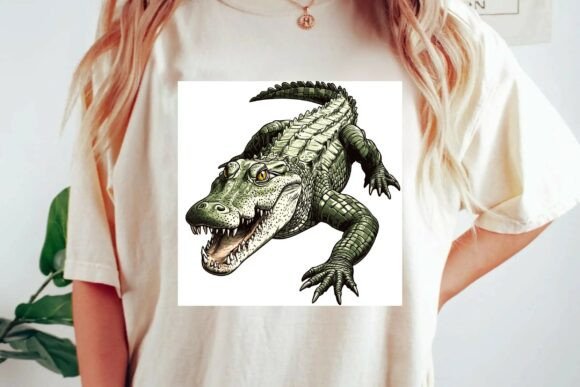 Unleashing the Fierce Green Crocodile Graphic Design