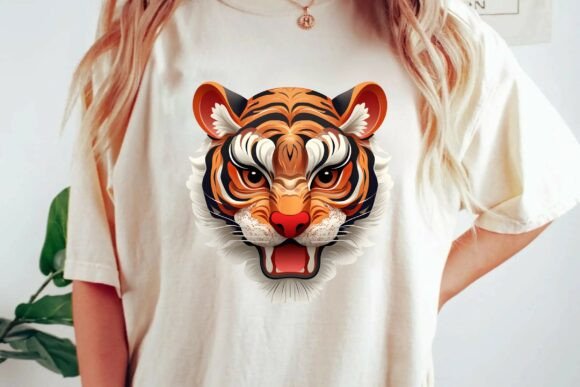 Unleashing the Roar: Tiger Head Graphic for Apparel & Design